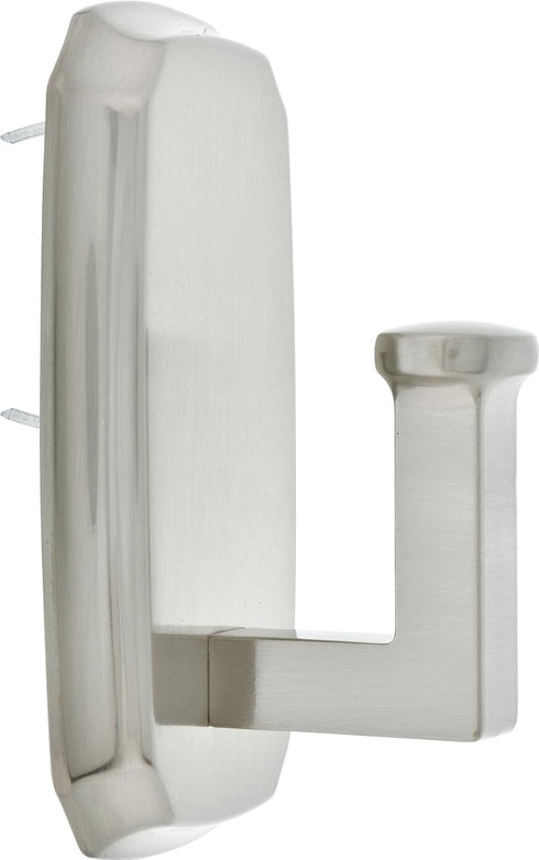 HIGH & MIGHTY 515804 Decorative Metal Hook, Easy Tool-Free Dry Wall Installation, Satin Nickel, Holds up to 25lb