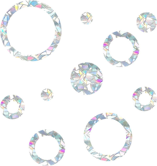 Ring and Circle Static Window Clings, Anti Collision Decals for Bird Strikes, Set of 35