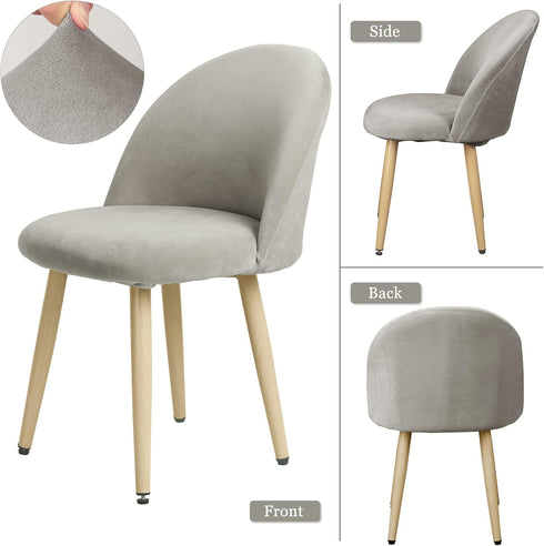 Leorate Dining Chair Cover Velvet Upholstered Side Dining Chair Cover Slipcover Curved Back Mid Century Modern Accent