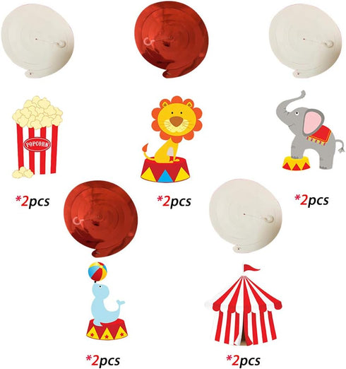 30Ct Circus Hanging Swirl Decorations, Circus Carnival Birthday Party Supplies