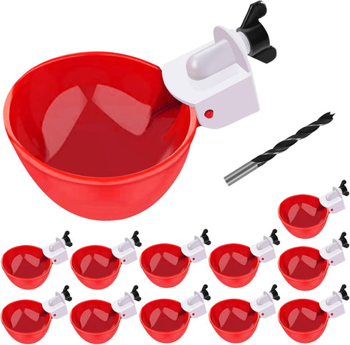 EOKOICA Chicken Waterer Cups, 12 Packs Red Large Chicken Watering Cups, Automatic Chicken