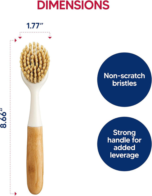 HIC Kitchen Dish Scrubbing Brush, Bamboo with Non-Scratch Bristles