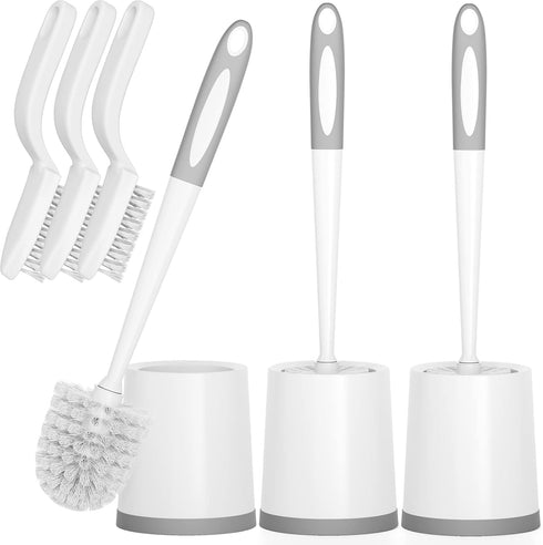 Toilet Brush Set, 3 Pack Toilet Brushes with Holder for Bathroom Deep Cleaning