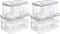 SANNO Fridge Produce Saver Storage Containers - Stackable Vegetable Fruit Bins, Set of 4 Fresh Keeper Organizer Drawers
