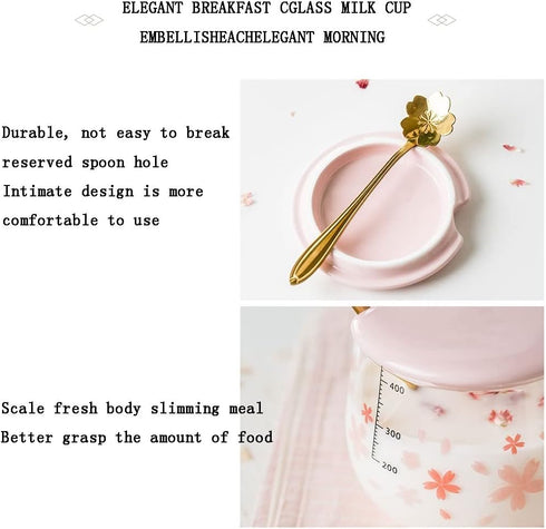 Creative Sakura Cup, Cute Heat-resistant Mug, Borosilicate Glass Coffee Cup, Transparent, Gift (Color: Pink B)