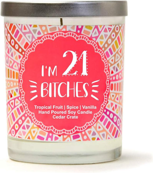 21st Birthday Gift for Her | Funny Scented Candle for Daughter, BFF, Sister - Tropical Fruit, Spice, Vanilla