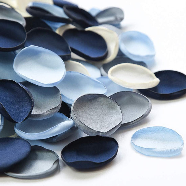 Floroom 300pcs Faux Silk Rose Petals Dusty Blue Navy for Wedding Flower Girl Basket Aisle Scatter Decoration