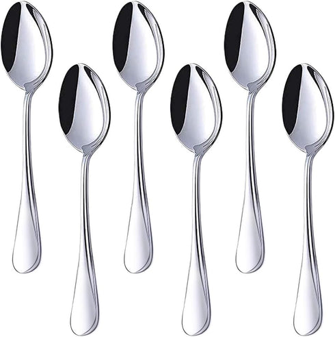 HANSGO Teaspoons Stainless Steel, 6 Piece Dinner Spoons Set, 6.7 inches for Home Kitchen or Restaurant