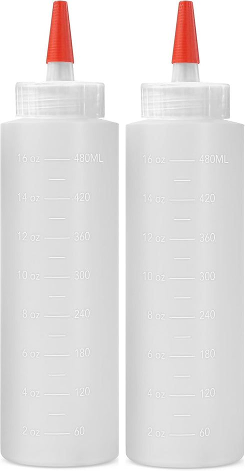 Homestead Choice 2-pack Plastic Squeeze Bottles for Sauces - 16oz Condiment Squeeze
