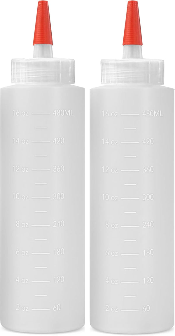 Homestead Choice 2-pack Plastic Squeeze Bottles for Sauces - 16oz Condiment Squeeze