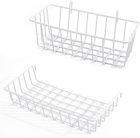 GBYAN Wall Grid Panel Accessories, Wire Grid Baskets Shelf Organizer for Wire Board, White