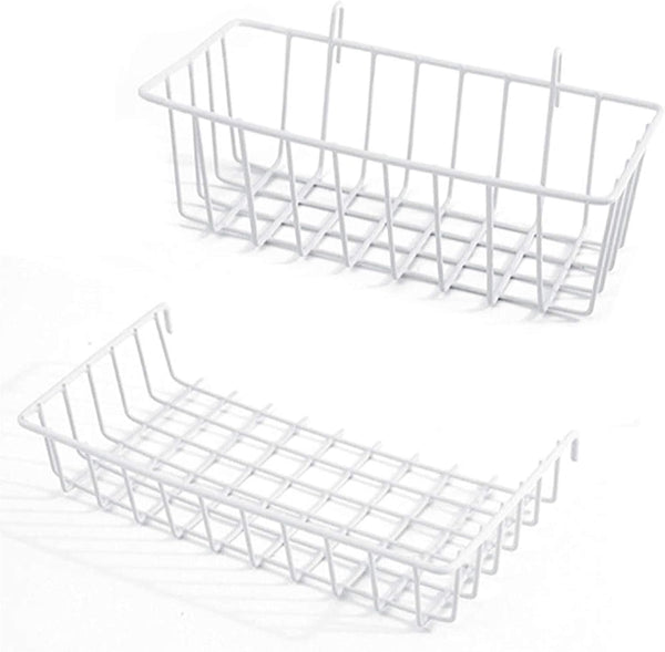GBYAN Wall Grid Panel Accessories, Wire Grid Baskets Shelf Organizer for Wire Board, White