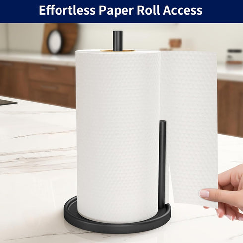 Countertop, Jesginboo Paper Towel Holder Black Kitchen Paper Towels Holder, Paper Roll Holder with Weighted Base