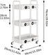 3-Tier Laiensia Rolling Cart with Wheels,Multifunction Utility Storage Carts, Kitchen Storage Organizer,Mobile Shelving