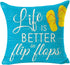 Bnitoam Summer Beach Phrases Cotton Linen Square Decorative Throw Pillow Cover, 18 x 18 inch, for Sofa Bed Couch