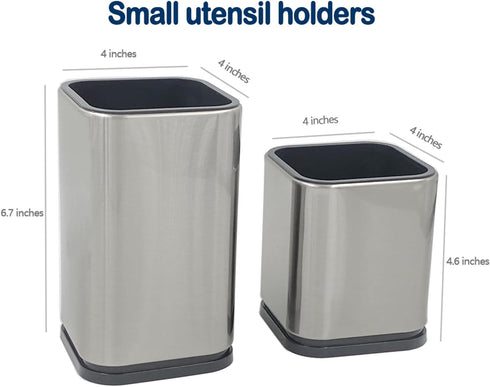2PC Stainless Steel Kitchen Utensil Holder Flatware Caddy
