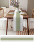 Futuregrace 36 inches Sage Green Stripe Table Runners Long, Linen Boho Table Runner Farmhouse Dresser
