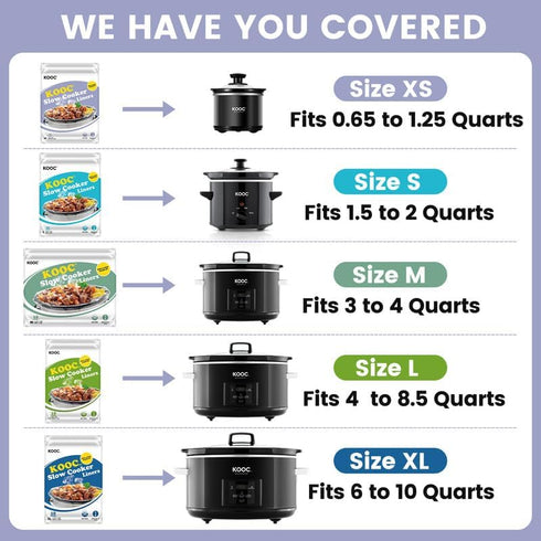 KOOC Slow Cooker Liners 8"x11" 30 Count Mini Size Disposable Pot Liners for 0.65 qt to 1.25 qt Pot BPA Free