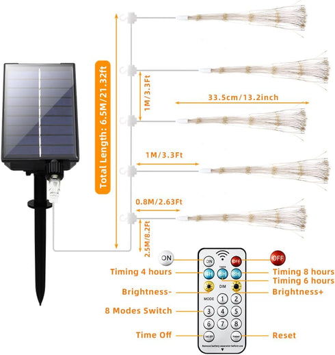 Galavasen Outdoor,5Pack 1000LED 8 Solar Firework Lights Modes Solar Hanging Firework Fairy String Lights Remote