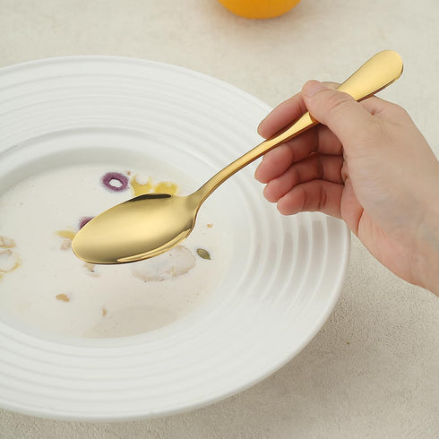 Gold Stainless Steel Dinner Spoons Set of 12, Table, Soup, Dessert Spoons for Home, Kitchen, Restaurant, Dishwasher Safe