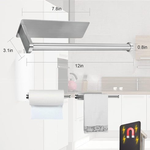 Kitchen,Refrigerator,Grill,Toolbox,Garage,Shop Paper Towel Holders Magnetic Steel Brushed Towel Roll Holders