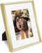 Golden State Art Gold 8x10 Aluminum Frame for 8 x 10 Picture or 5x7 Photo with Mat - Shatter-Resistant Glass