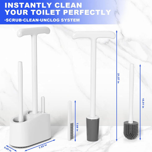 3 1 SetExtended Set,Bathroom in Toilet Brush and Plunger Handle Plunger,Heavy Duty Toilet Bowl Brush and Holder Hidden