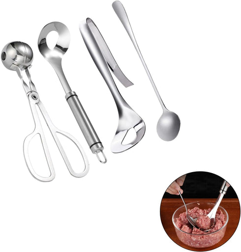 4 Pcs Meatball Spoon Set, Non-Stick Meatball Maker with Long Handle for Kitchen Cooking