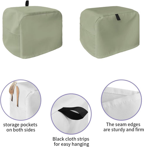 Sage Green Toaster Cover - 4 Slice, Farmhouse Decor, Polyester Dust Protection with Loop for Bread Machine