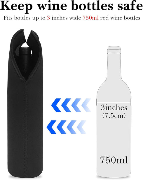 Wine Travel Carrier & Cooler Bag, Insulated Neoprene Hand Bag for Travel, Wine Bottle Carrying Tote Picnic Cooler with
