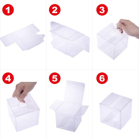 Clear Candy Apple Boxes with Hole, 4"x 4"x 4", Set of 20 Food-Grade Treat Boxes for Caramel Apples