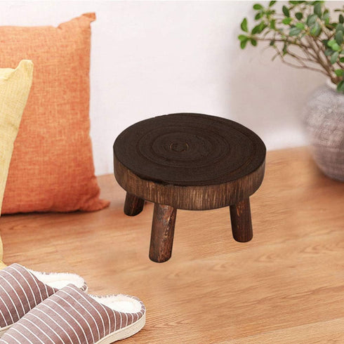 Mini Wooden Stool Flower Display Stand, Potted Plant Shelf Succulents Bonsai Rack, Vintage Wood Grain Garden Plant Pot