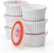 Sweese 6-Pack 8 oz Porcelain Ramekins with Lids, White Souffle Dishes for Baking, Oven-Friendly Pudding Bowls