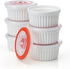 Sweese 6-Pack 8 oz Porcelain Ramekins with Lids, White Souffle Dishes for Baking, Oven-Friendly Pudding Bowls