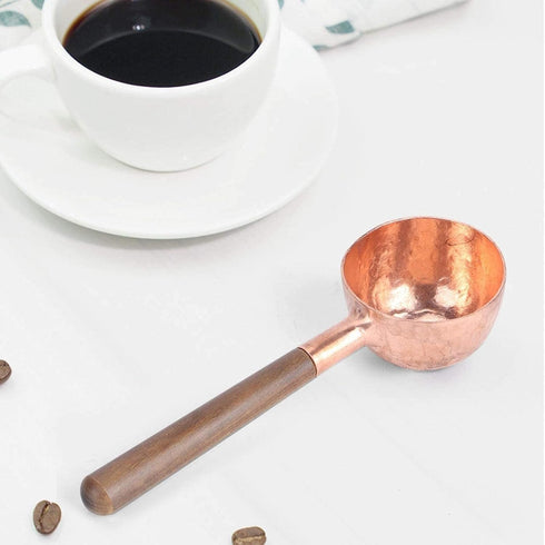 Measuring Scoop Spoon, Red Copper Coffee Measuring Spoon with Black Walnut Handle for Tea, Sugar, Salt, Flour