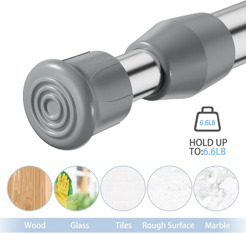 AIZESI Spring Tension Curtain Rod - Short Tension Rod (Silver, 12"-20", 1 Pcs)