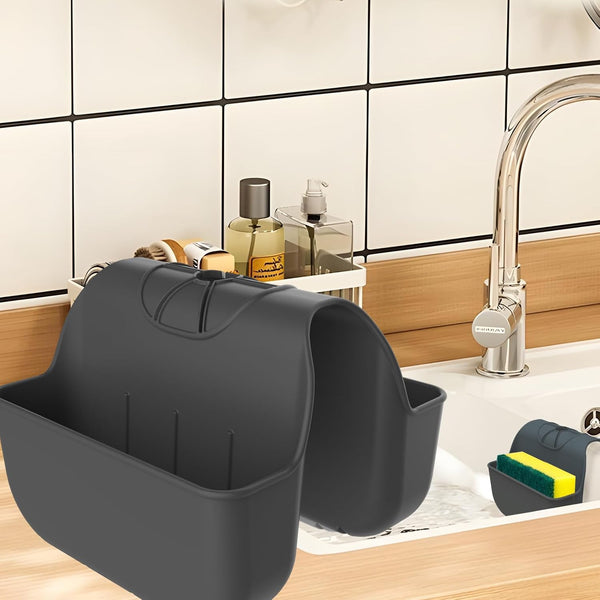Sponge Holder for Kitchen Sink, Silicone Sink Saddle Caddy Organizer Rack, Sponges