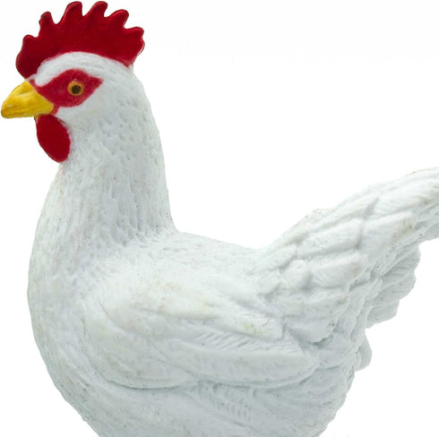 2.25" 3+ Safari Ltd. White Leghorn Chicken Figurine - Lifelike Model Figure - Educational Toy for Boys, Girls, and Kids