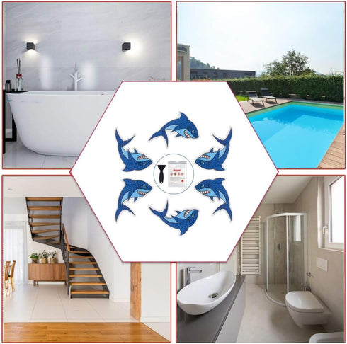 Non Slip Shark Bathtub Stickers, 20 PCS Adhesive Kids Anti Slip Decal Treads for Shower and Bath Tub