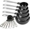 COOK WITH COLOR 12 PC Measuring Cups and Spoon Set, Stainless Steel Handles, Nesting Kitchen Liquid Measuring Set, Black