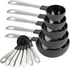 COOK WITH COLOR 12 PC Measuring Cups and Spoon Set, Stainless Steel Handles, Nesting Kitchen Liquid Measuring Set, Black