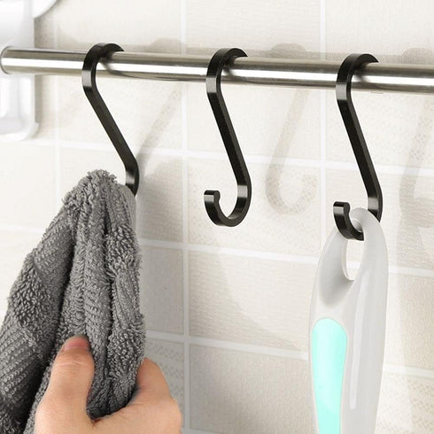 5 Pcs Black S-Shaped Hooks, Space Aluminum Multifunctional Hanging Hook Clasp Holder for Home Storage