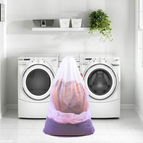 Heavy Duty Mesh Laundry Bag with Drawstring, 24 x 36 Inches, 2 Pack, Black & White for College, Dorm, Travel, Apartment