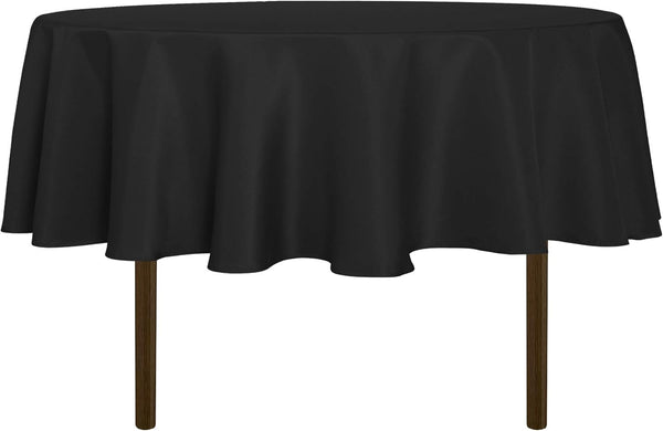 sancua Round Tablecloth, 60 Inch Water Resistant Washable Polyester for Dining and Parties, Black