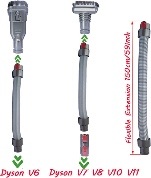Flexible Extension Hose & Vacuum Attachments - Replacement Parts for Dyson V11 V10 V8 V7 V6 DC74 DC62