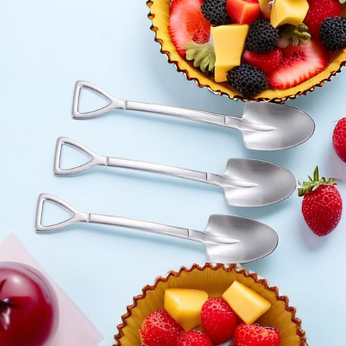 Smilesunus 10 Pcs Mini Shovel Spoons, Stainless Steel Dessert Spoons for Ice Cream and Yogurt