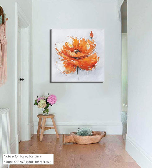 Niwo ART - Orange Poppies Flower Canvas Wall Art Home Decor, Framed and Ready to Hang