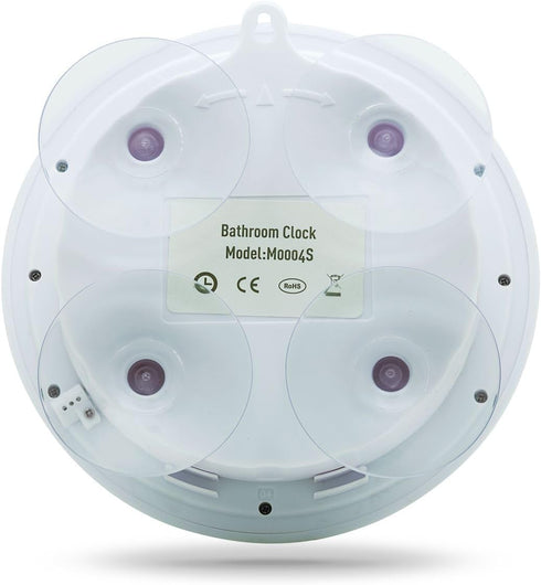 Extra Large Shower Clock with Suction Cups, Water Resistant Clock for Bathroom, Date and Temperature Display