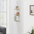 3 Artilady White Corner Floating Shelves Wall Hanging- Macrame Tier Corner Shelf Plant Wall Decor Boho Rustic Wooden