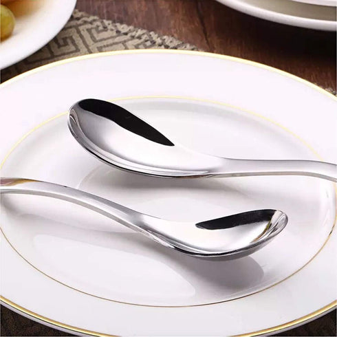 AOOSY 6-Piece Heavy Weight Stainless Steel Soup Spoons with Ergonomic Short Handle